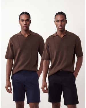 ASOS 2 Pack Slim Fit Chino Shorts - Natural