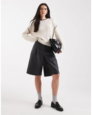 ASOS Faux Leather Longline Shorts - Black