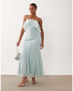 ASOS Maxi Bandeau-Jurk Met Godetzoom - Blauw