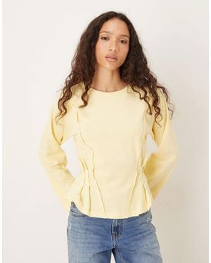 ASOS Long Sleeve Seam Detail Corset Tee - Yellow