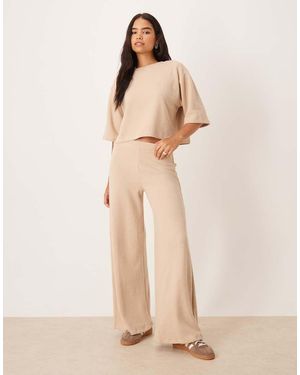 ASOS Supersoft Wide Leg Trouser Co-ord - Natural