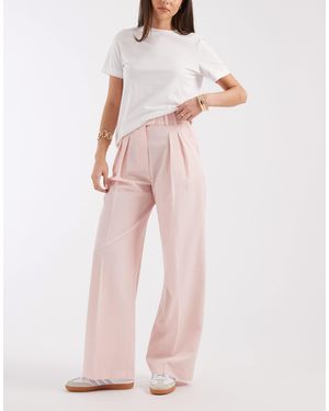 ASOS Tailored Wide Leg Pants With Pleat Detail - Pink