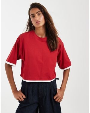 JJXX Gelaagd Oversized Cropped T-Shirt - Rood