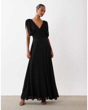 TFNC London Bridesmaid Pleated Chiffon Maxi Dress - Black
