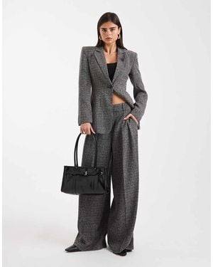 Vero Moda Pantalones De Sastre Negro Y Blanco Jaspeado De Pernera Ancha Con Pliegue Delantero De Tweed De (Parte De Un Conjunto)