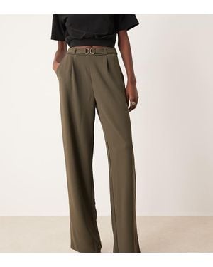 JDY Tall Broek Met Wijde Pijpen En Riem - Groen