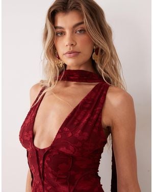 ASOS Kombiteil-devore-top mit schalschnitt und nähten - Rot