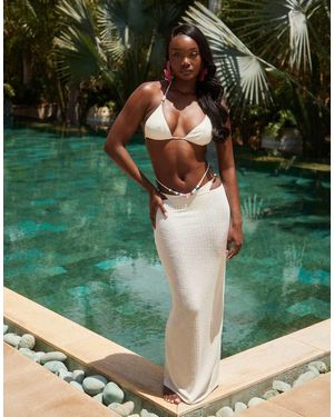 South Beach Gebreide Maxi Strandrok Met Textuur En Bubblegum-Kralen - Groen