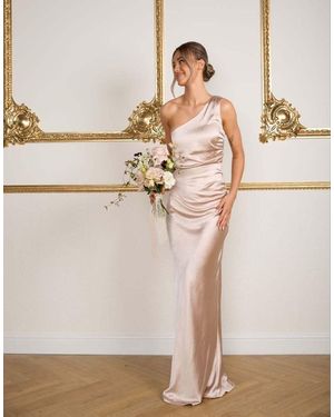 Six Stories One Shoulder Satin Bridesmaid Dress - Natural