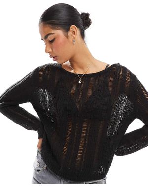 Threadbare Pull en maille à coutures apparentes - Noir