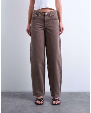 TOPSHOP Vaqueros Marrón Nutria De Talle Bajo Y Corte Holgado Con Detalle Regulable Cinch De