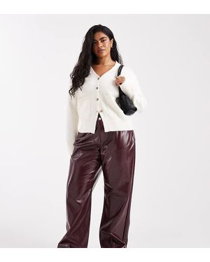 Vero Moda Pantalones Burdeos De Pernera Ancha Y Talle Alto De Vinilo Tessa De -Rojo - Multicolor
