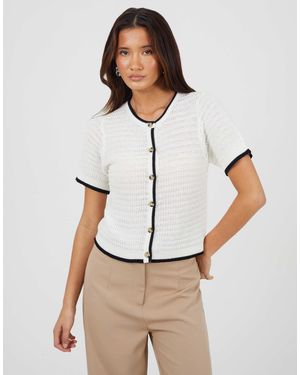 Brave Soul – kurzärmlige strickjacke - Weiß