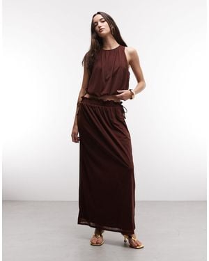 River Island – chiffon-maxirock - Braun