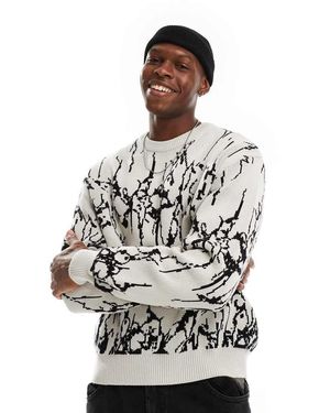 Weekday Emilio Jumper With Black Pattern Jacquard Graphic - White