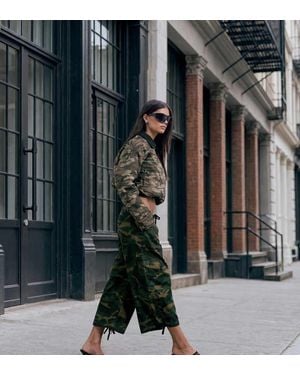 Lioness Capris Cropped De Pernera Ancha Con Detalle De Lazada En Camuflaje, Exclusivos-Verde - Negro