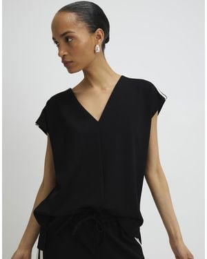 River Island Tape Detail V Neck Tank Top - Black
