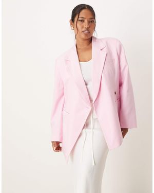 ASOS Curve Tailored Nipped Waist Blazer With Cut Away Hem - Pink