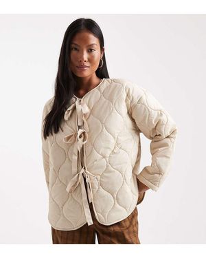 Vero Moda Tie Front Quilted Jacket - Natural