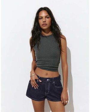 Pull&Bear Low-rise Denim Shorts - Blue