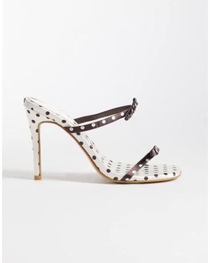Kaiia Exclusive Contrast Bow Detail Kitten Heels - Metallic