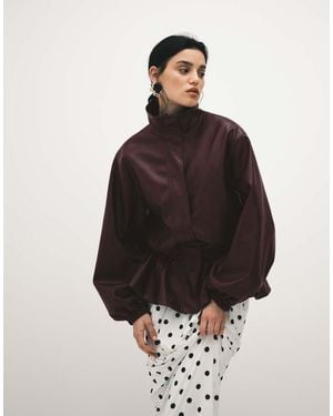 ASOS Drop Waist Cinched Leather Look Jacket - Red