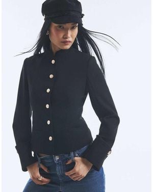 River Island High Neck Military Jacket - Blue