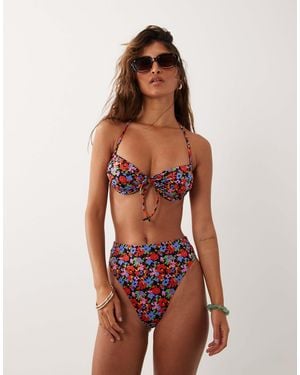 ASOS Jasmine Azores High Leg High Waist Bikini Bottoms - Red