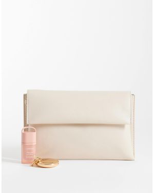 ASOS Envelope Clutch Cross Body Bag With Detachable Chain Strap - White