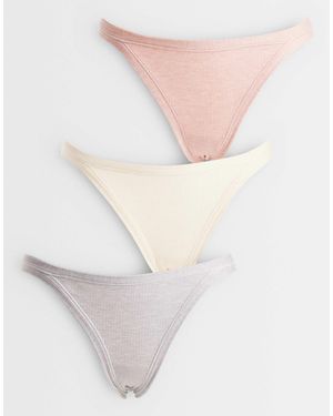 ASOS – 3er-pack gerippte tangas im brasilianischen stil - Weiß