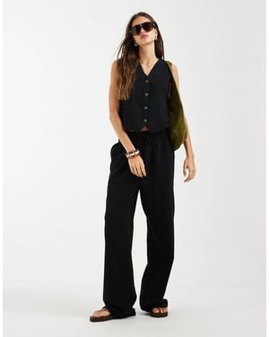 ONLY Wide Leg Linen Look Pants - Black