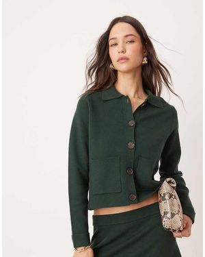 Nobody's Child Cardigan Scuro Con Colletto E Bottoni - Verde