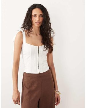 Miss Selfridge Tie Shoulder Corset Top - Brown