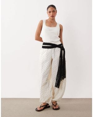 ASOS Asos Design Petite Cotton Nylon Blend Pull On Balloon Pants - Natural