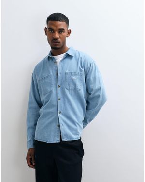 Obey Charlie denim-hemd mit webstruktur, langärmlig, - Blau