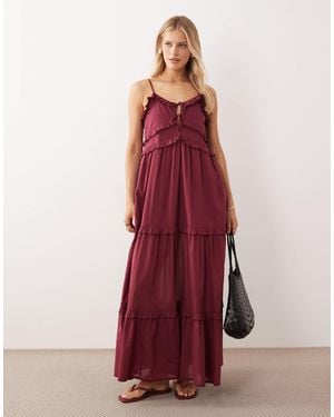 Iisla & Bird Maxi Ruffle Beach Dress - Red