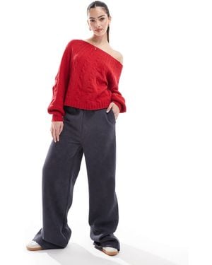 Hollister – schulterfreie strickpullover - Rot
