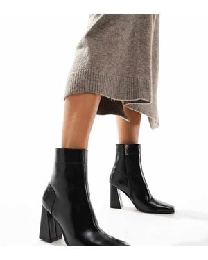 Asos Design Wide Fit Everest Flared Heel Boots - Black