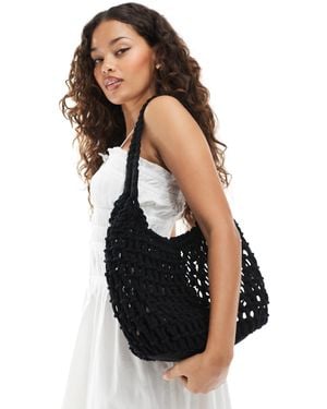 ASOS Macrame Tote Bag With Twist Handle - Black
