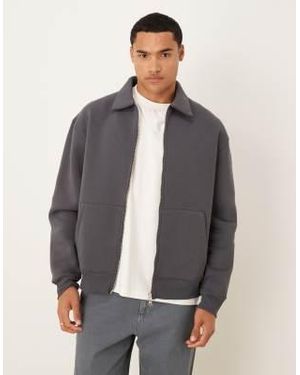 ASOS Boxy Oversized Zip Up Harrington Jacket - Gray