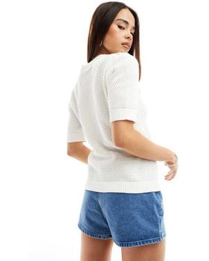 Vila Textured Cotton Knit Top - White