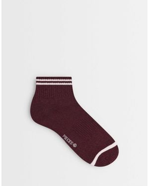 Pieces Sporty Stripe Glitter Socks - Purple