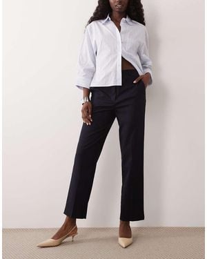 Mango Rechte Pantalon Met Krijtstreep - Wit