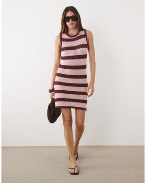 ASOS Crochet Knit Stripe Mini Dress - Red