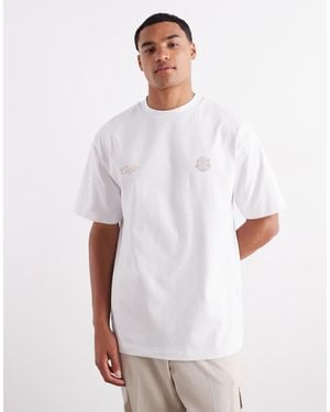 ASOS T-Shirt Pesante Da 240 Gsm Bianca Con Stampa Sul Petto - Bianco
