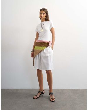 TOPSHOP Pantalones Cortos Blancos Estilo Bermudas De Lino