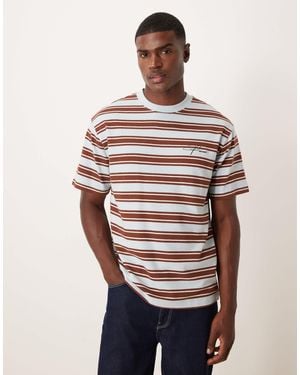 ASOS Heavyweight Relaxed Stripe T-Shirt With Text Graphic - Red