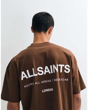 AllSaints Backstage Short Sleeve Graphic Logo T-Shirt With Back Print - Brown