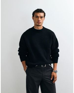ASOS Super oversize-strickpullover mit wollmix und rippstruktur - Schwarz