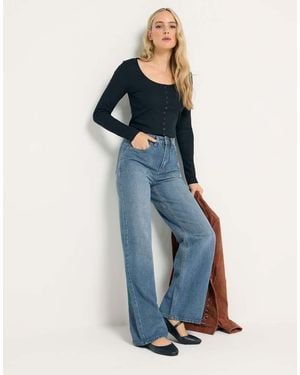 Long Tall Sally High Waisted Wide Leg Jeans - Blue